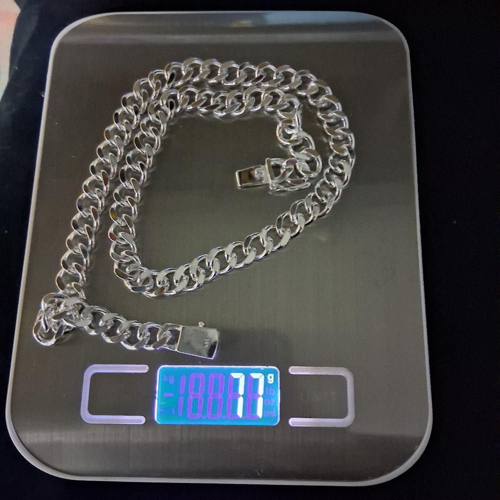 Solid .925 sterling Silver 10mm Cuban Chain 20" Or 22"